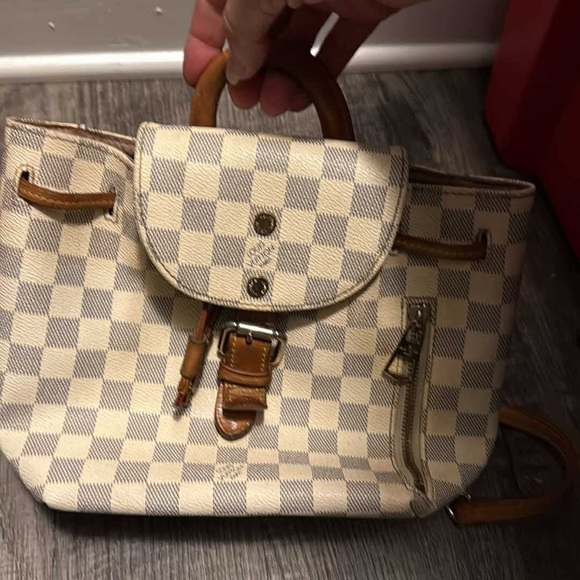 Luxury brand durable Checkered Tan and Cream Women's small book bag - Picture 1 of 1